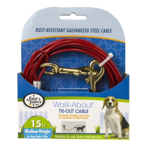 Four Paws Walk About Tie Out Cable Medium Weight for Dogs up to 50 lbs