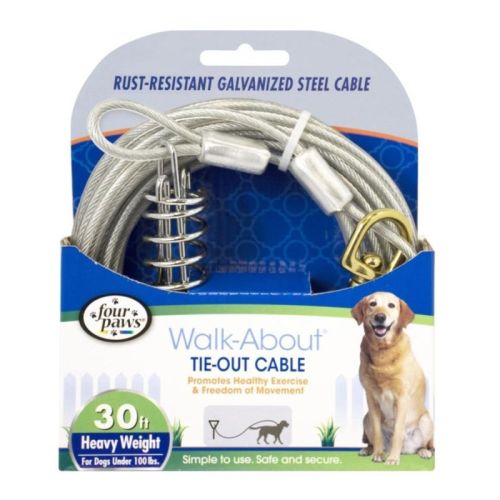 Four Paws Walk About Tie Out Cable Heavy Weight for Dogs up to 100 lbs